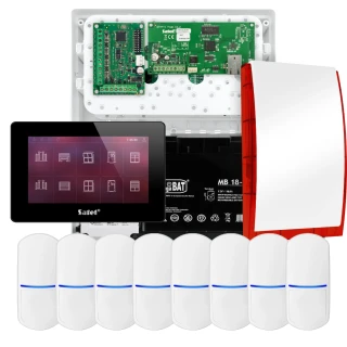 SATEL INTEGRA 32 riasztókészlet, 8x PET érzékelő, jelző, fekete INT-TSH2-B kezelő