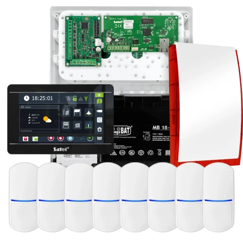 SATEL INTEGRA 32 riasztókészlet, 8x PET érzékelő, jelző, fekete INT-TSI-B kezelő