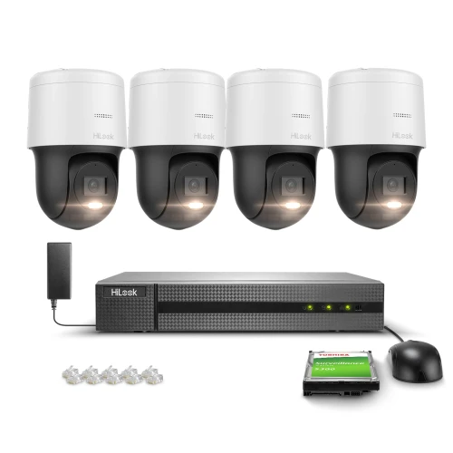 4x PTZ-N4MP forgatható kamera monitorozó készlet, 4Mpx, PoE, H.265+ Hilook Hikvision