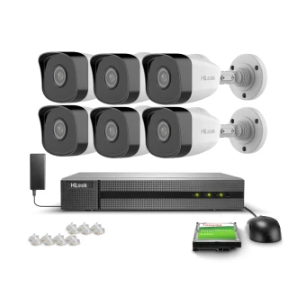 6x IPCAM-B2 Full HD, PoE, IR 30m, H.265+, IP67 Hilook Hikvision megfigyelő készlet