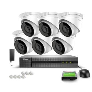 6x IPCAM-T2 monitorozó készlet, Full HD, IR 30m, PoE, H.265+ Hilook Hikvision