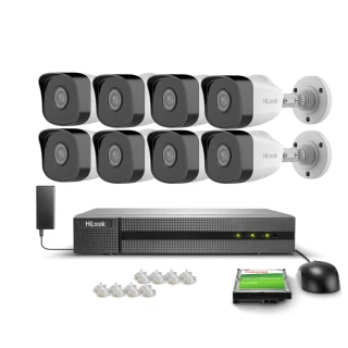 8x IPCAM-B2 Full HD, PoE, IR 30m, H.265+, IP67 Hilook Hikvision megfigyelő készlet