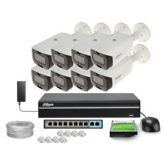 DAHUA WizSense TiOC IP monitoring készlet 8x IPC-HFW3849T1-AS-PV-0280B-S3 kamera, NVR2108-S3 rögzítő