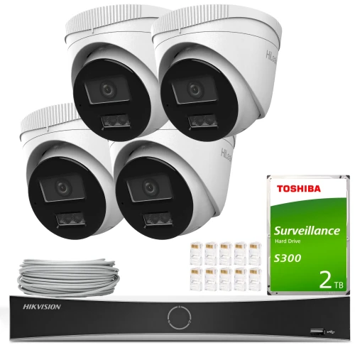 HiLook Hikvision 4x IPCAM-T8-30DL 4K Okos Hibrid Fény 30m, Érzékelés megfigyelő készlet