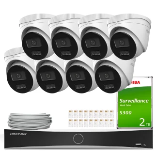 HiLook Hikvision 8x IPCAM-T8-30DL 4K Smart Hybrid Light 30m, Érzékelés megfigyelő készlet