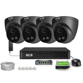 IP megfigyelő készlet 4x BCS-P-EIP28FSR3L2-AI2-G 8Mpx, WDR 120dB, Ember- és járműérzékelés, IR 30m