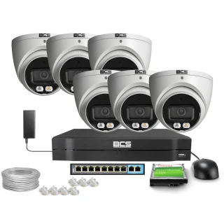 IP megfigyelő készlet 6x BCS-L-EIP18FCR3L3-AI1 8Mpx, NightColor, WDR 120dB, IR 30m