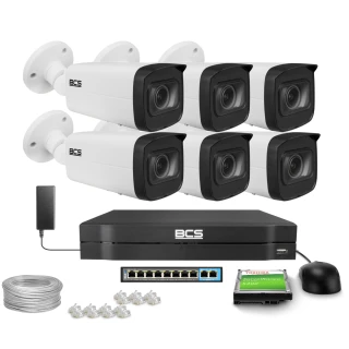Zestaw do monitoringu IP 6x BCS-L-TIP44VWR5 4Mpx, Motozoom 2.8~12mm, IR50m, WDR120dB