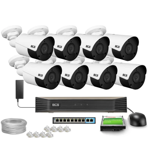 Zestaw do monitoringu IP 8x BCS-P-TIP14FSR5(2), 4Mpx, IR50m, SkyLight, WDR120dB
