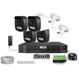 BCS Line IP megfigyelő készlet 4x BCS-L-TIP14FCL5-Ai1, 4Mpx, NightColor 2.0, WhiteLight