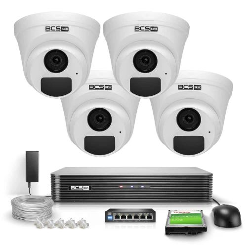 4x BCS-B-EIP12FR3(2.0) Full HD IR 30m Audio PoE 1TB merevlemezzel monitorozó készlet