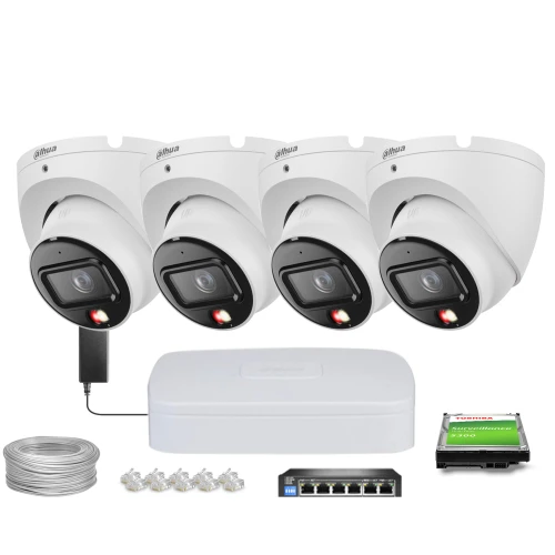 Zestaw do monitoringu IP Dahua 4x IPC-HDW1839T-A-IL-0280B-S6 Smart Dual Light 8 Mpx 2.8mm