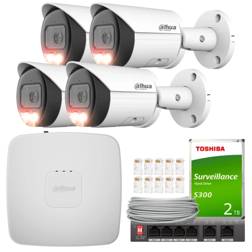 8Mpx Dahua IP monitoring készlet 4x IPC-HFW2849S-S-IL-0280B, NVR4108-4KS2/L