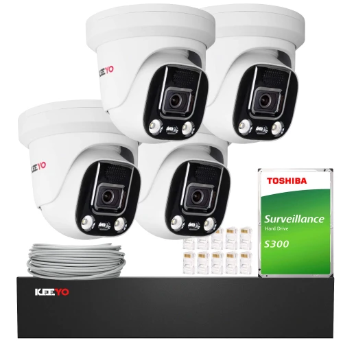 IP megfigyelő készlet KEEYO 4x LV-V-IP5M25DF-ADC 5Mpx, aktív elrettentés, kettős világítás