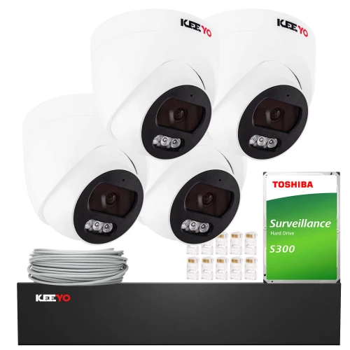 IP megfigyelő készlet KEEYO 4x LV-V-IP4M25DF-B 4Mpx, PoE, IR 25m, Audio, AI