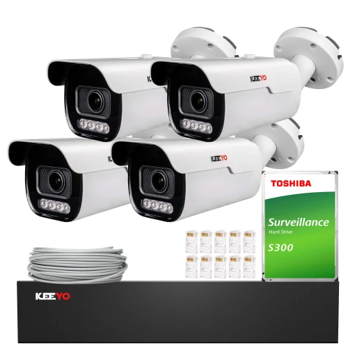 KEEYO 4x LV-V-IP8M5AF-DL 8Mpx megfigyelő készlet, motozoom