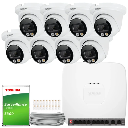 Dahua IP készlet 8x IPC-HDW2649TM-S-IL-0280B, AI, Smart Dual Light, Color Full