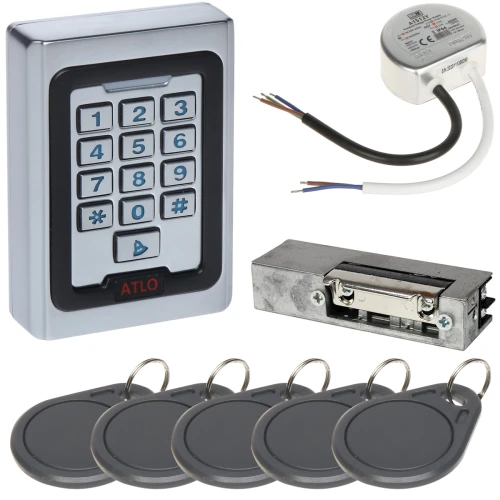 ATLO-KRM-512 hozzáférés-ellenőrző készlet, tápegység, elektromos zár, belépési kártyák