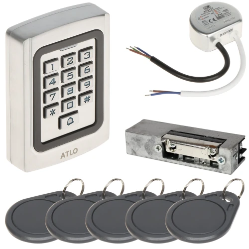 ATLO-KRMD-512 hozzáférés-szabályozó készlet, tápegység, elektromos zár, belépési kártyák
